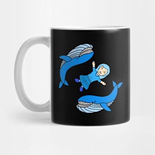 Cute girl with funny whales Mug